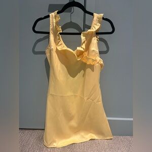 Yellow Ruffle Sleeveless Dress